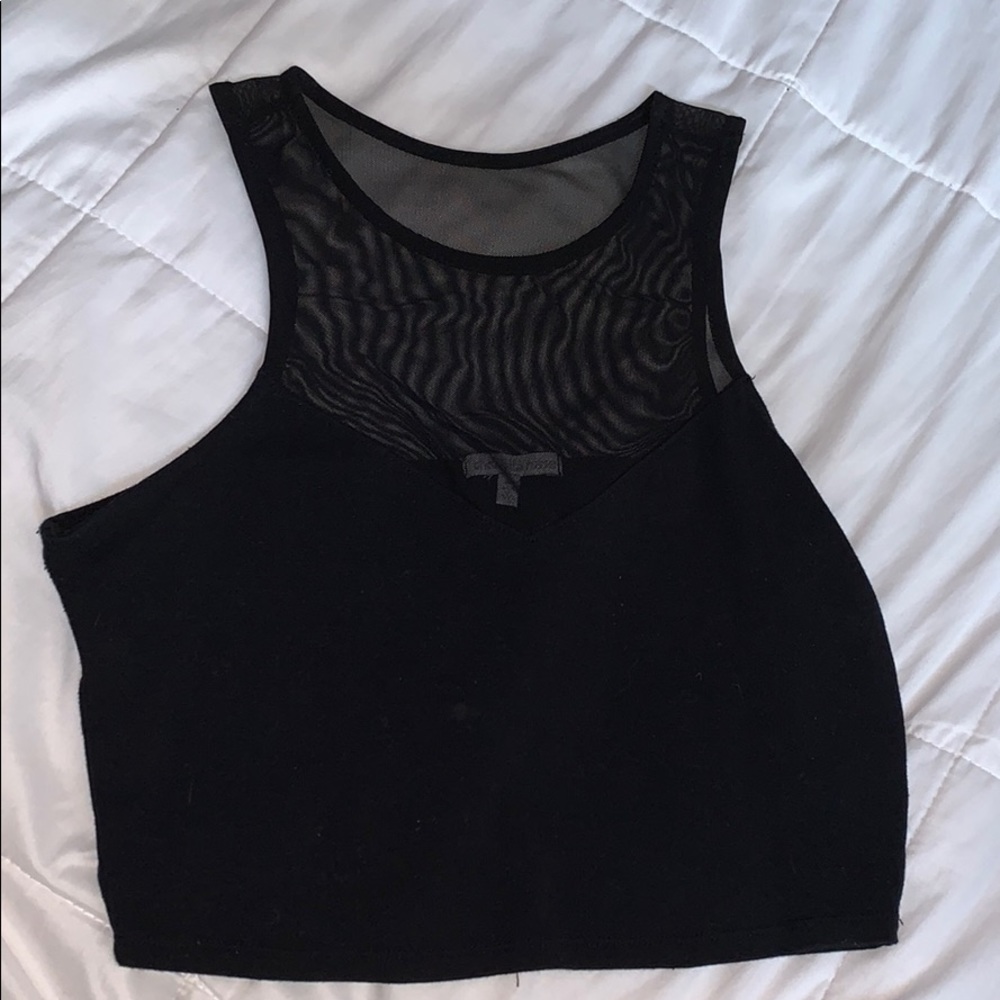 Black tank top crop top with mesh